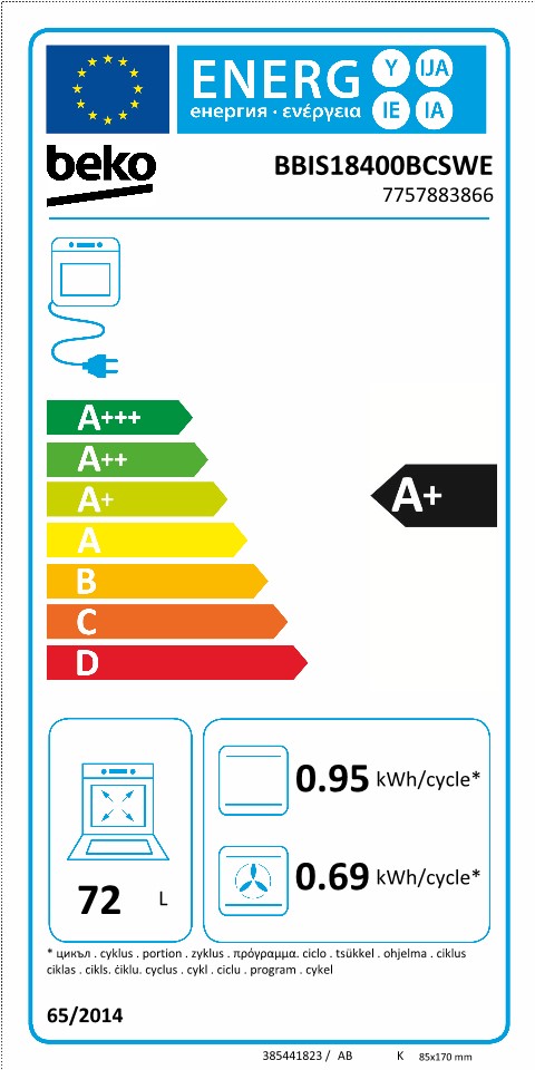 BEKO BBIS18400BCSWE - Forno da incasso multifunzione da 60 cm -  Termoventilato - Classe A+ - Cottura Assistita al Vapore - Nero - 72 Lt -  15 Funzioni